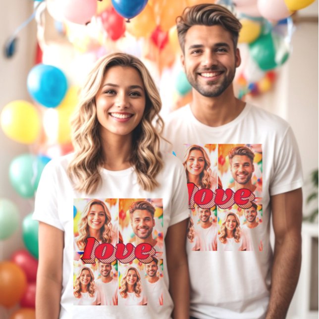 Camiseta Imagen filtrada por el personalizado x4 T-Shirt (Love typography custom photo tee)