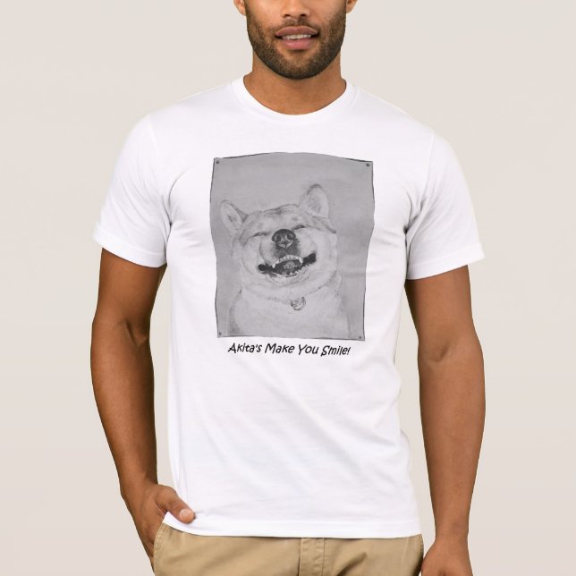 Camiseta imagen graciosa de un lindo perro sonriente con es (Anverso)
