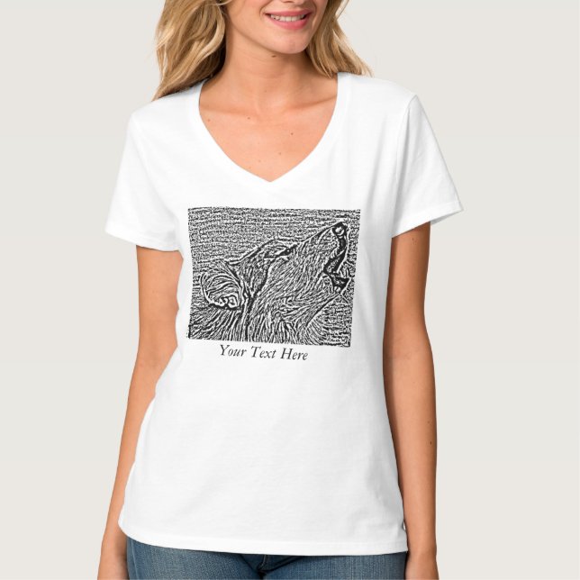 Camiseta imagen monocroma de la vida silvestre de un aullid (Anverso)