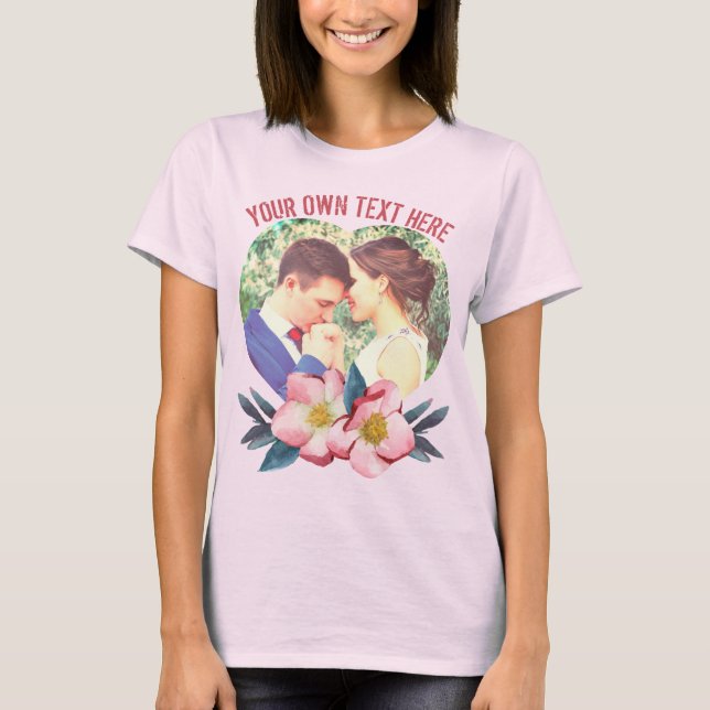 Camiseta imagen personalizada de forma cardíaca y texto y f (Anverso)