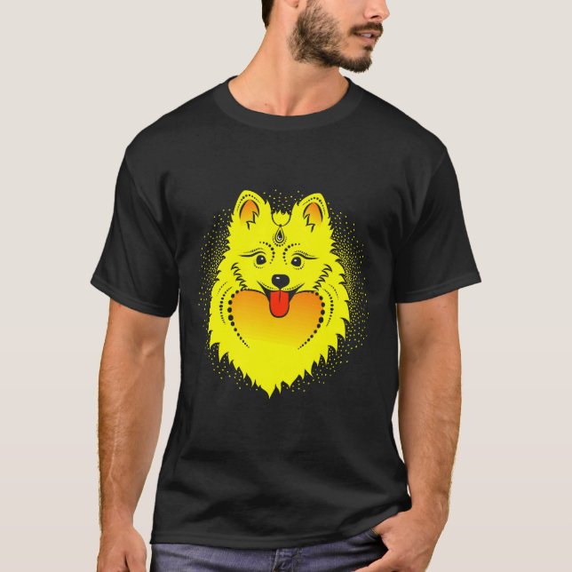 Camiseta Imagen vectorial De Un Perro Amarillo Cabeza De Pe (Anverso)