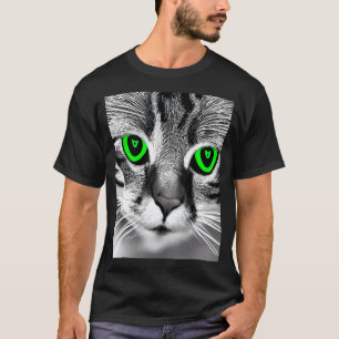 Camiseta Imagen visualmente impactante de gato blanco y neg