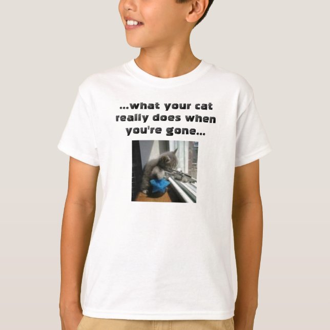 Camiseta imágenes [1],… qué su gato hace realmente cuando (Anverso)