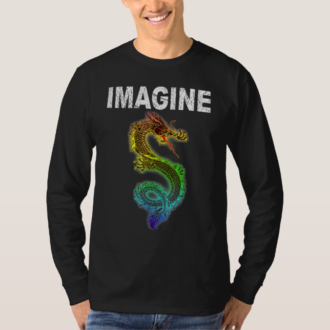 Camiseta Imagina Dragón de Fantasía Estilo  Genial Para  2 (Anverso)