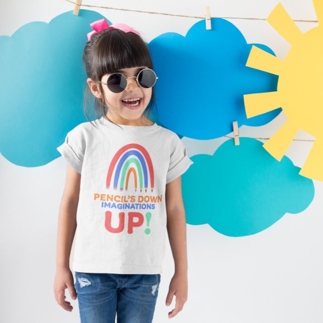 CAMISETA IMAGINACIONES DE PENCIL DOWN UP | VOLVER A LA ESCU (PENCIL RAINBOWS BACK TO SCHOOL TSHIRTS)