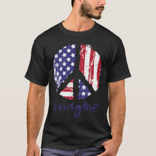 Camiseta Imagine Peace Bandera Americana Usa Signo De Paz 4