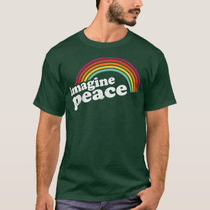 Camiseta IMAGINE PEACE Vintage Retro Rainbow