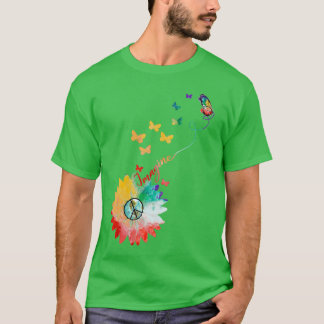 Camiseta Imaginen flor mariposa Tierra signo de paz hippie