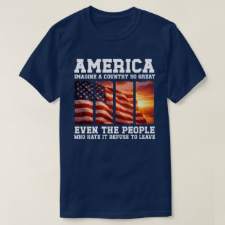 Camiseta Imaginen un País Tan Grande Atardecer Patriótico U