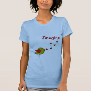 Camiseta "Imagínese" el diseño del pájaro y de los