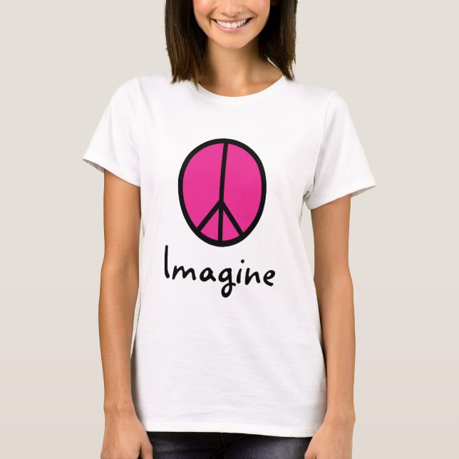 Camiseta Imagínese el símbolo de PAZ ROSADO (Anverso)