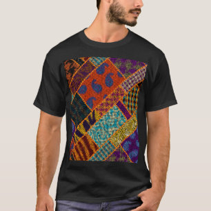 Camiseta imitación de patchwork indio, lienzo vintage.
