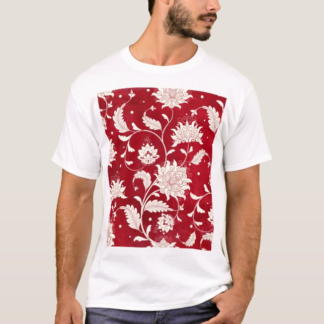 Camiseta imitación de porcelana china: pintura floral (Anverso)