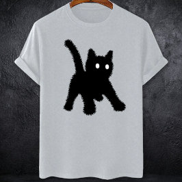 Camiseta Impactado meme de gato negro sorprendido ansiedad