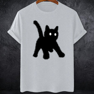 Camiseta Impactado meme de gato negro sorprendido ansiedad 