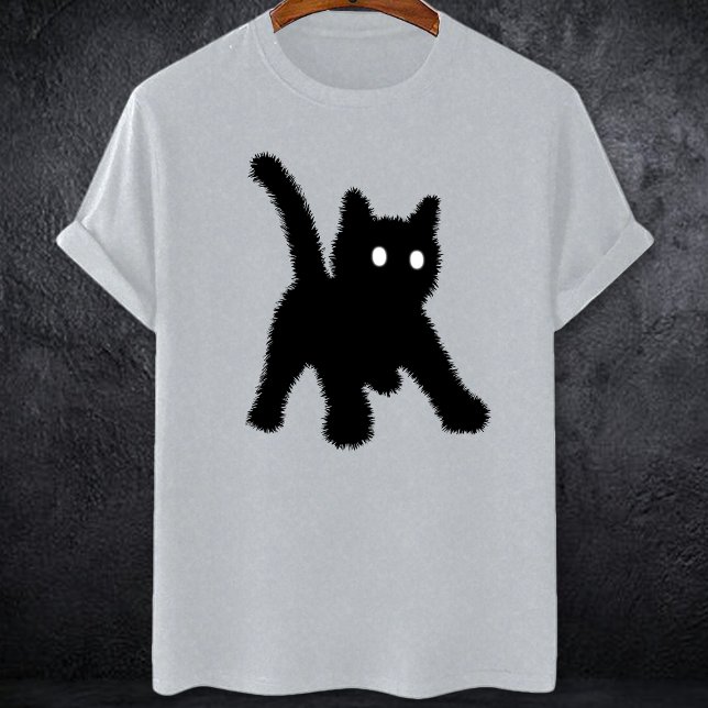 Camiseta Impactado meme de gato negro sorprendido ansiedad  (Subido por el creador)