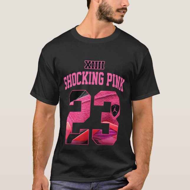Camiseta Impactante Rosa 14's Tee Número 23 Zapatos de gote (Anverso)