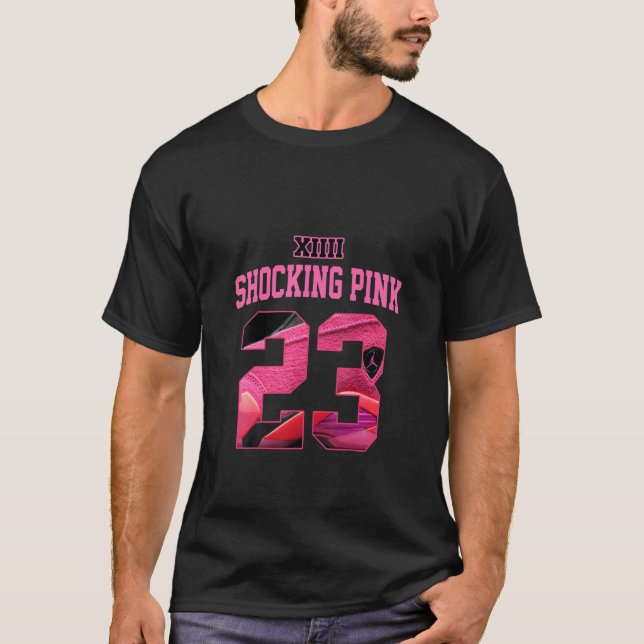 Camiseta Impactante Rosa 14's Tee Número 23 Zapatos de gote (Anverso)