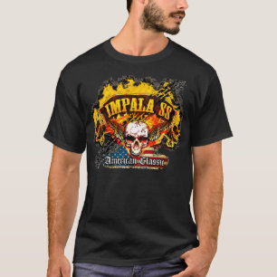 Camiseta Impala SS - cráneo de Chevy de la bandera de la