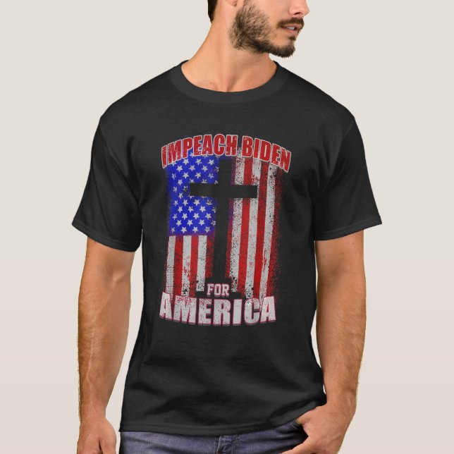 Camiseta Impedidor Joe Biden Impeach 46 bandera patriótica  (Anverso)
