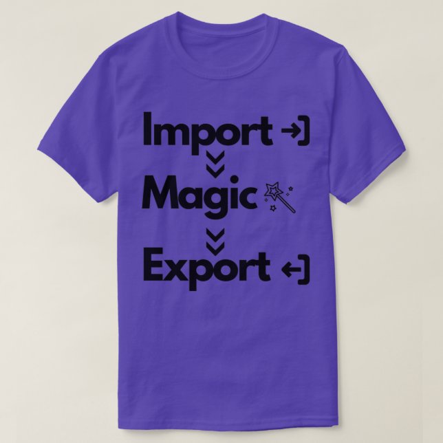 Camiseta Importar brillo de exportación mágica (Diseño del anverso)