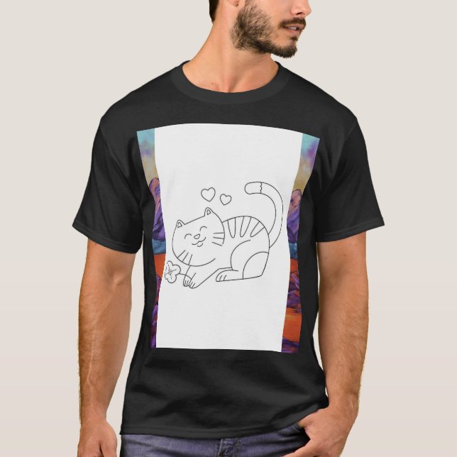 Camiseta impresa con tema de gato (Anverso)