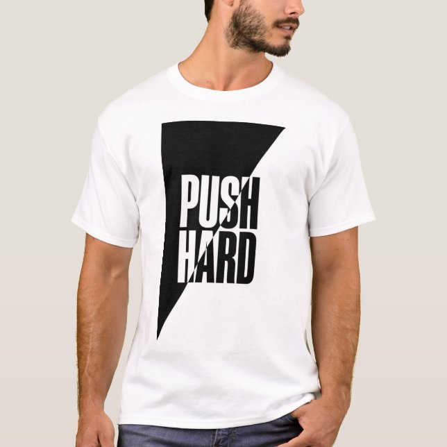 CAMISETA IMPRESA CON TEXTO EMPUJA FUERTE (Anverso)