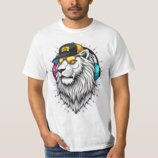 Camiseta Impresa De León Majestuosa - Cuello redon