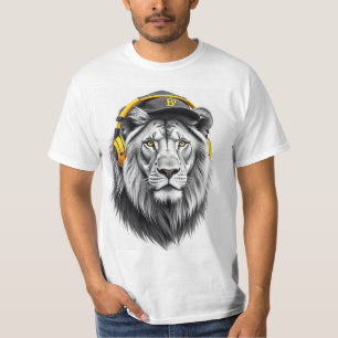 Camiseta Impresa De León Majestuosa - Cuello redon
