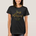 Camiseta impresa de Relieve metalizado dorado reci<br><div class="desc">Hace un gran regalo recién casado</div>