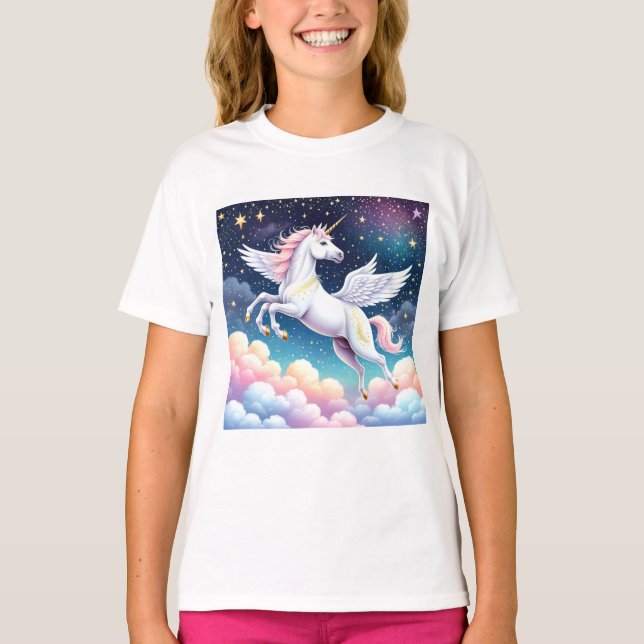 Camiseta impresa de Unicornio volante (Anverso)