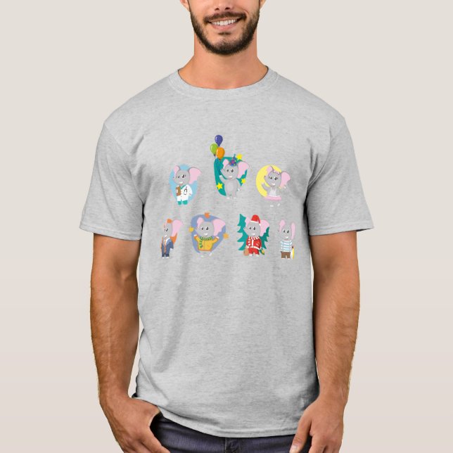 Camiseta impresa sobre elefantes (Anverso)