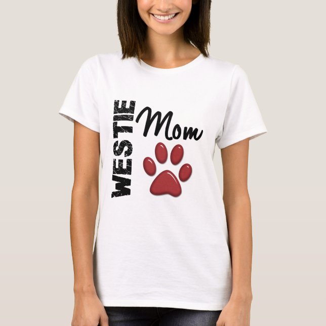 Camiseta Impresión 2 de la pata de la mamá de Westie (Anverso)