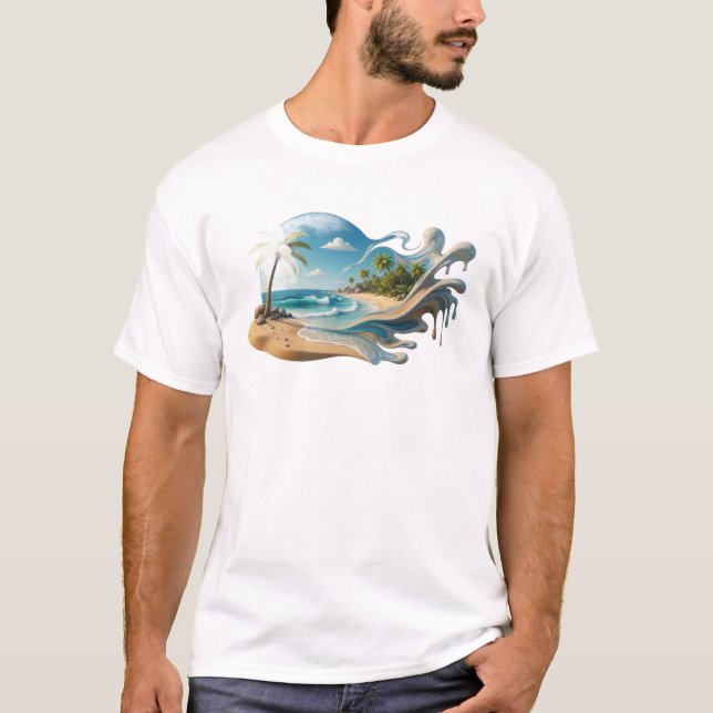 Camiseta Impresión abstracta de playa audaz (Anverso)