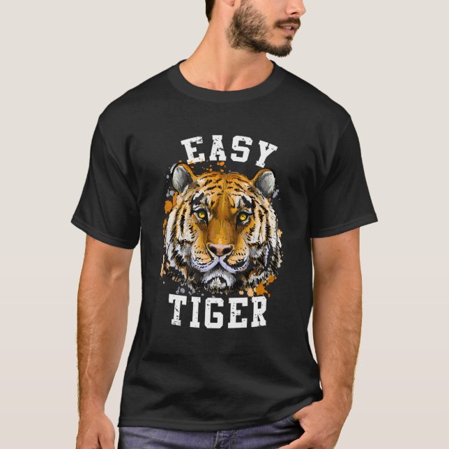 Camiseta Impresión animal facial de tigre fácil diciendo (Anverso)
