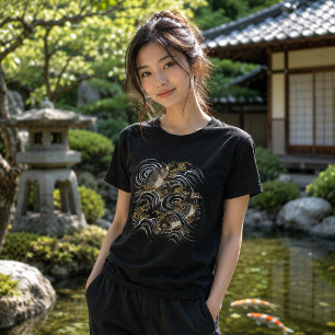 Camiseta Impresión antigua de peces koi japoneses
