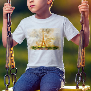 Camiseta Impresión artística de acuarela del atardecer en l