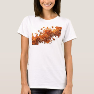 Camiseta Impresión artística de estrellas doradas naranjas