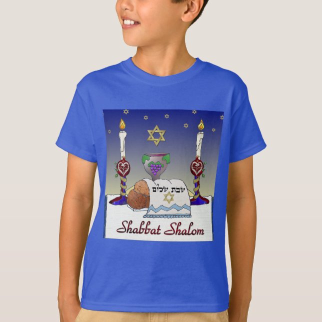 Camiseta Impresión artística de Judaica Shabbat Shalom (Anverso)