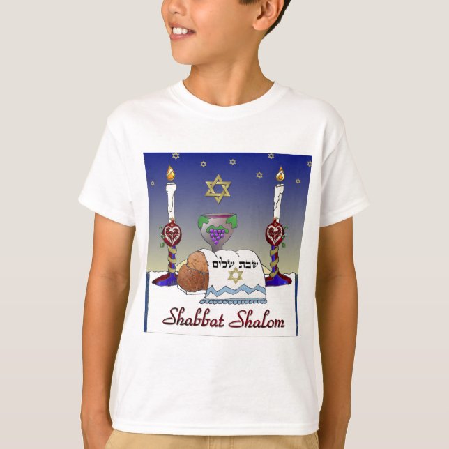 Camiseta Impresión artística de Judaica Shabbat Shalom (Anverso)