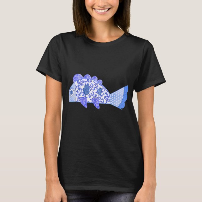 Camiseta Impresión artística de pez azul (Anverso)