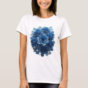 Camiseta Impresión Artística de ROSAS AZULES azules