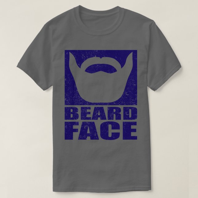 Camiseta Impresión azul de la cara de la barba 1 (Diseño del anverso)