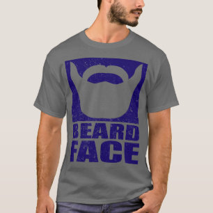 Camiseta Impresión azul de la cara de la barba 1