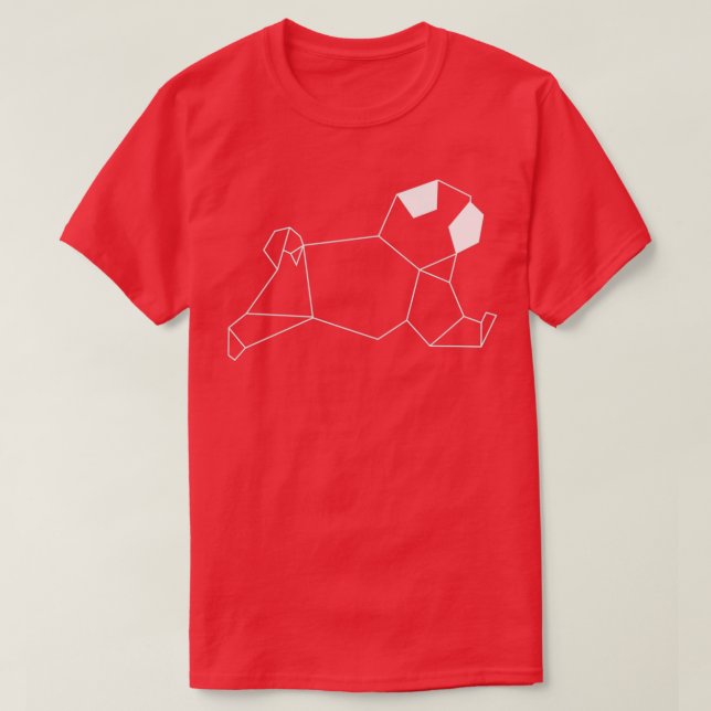 Camiseta Impresión blanca de pug de originami (Diseño del anverso)