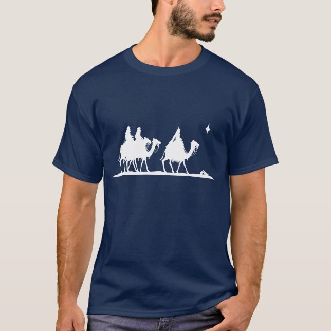Camiseta Impresión blanca de tres sabios en camellos (Anverso)