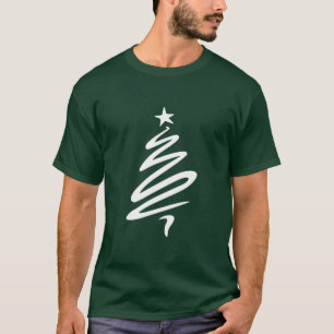 Camiseta Impresión blanca del árbol de Navidad