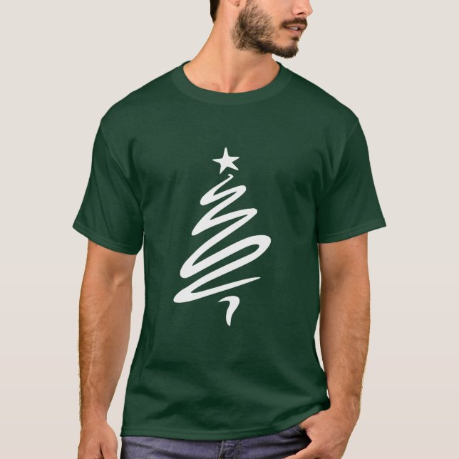 Camiseta Impresión blanca del árbol de Navidad (Anverso)