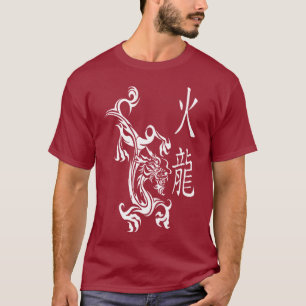 Camiseta Impresión blanca del dragón
