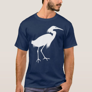 Camiseta Impresión blanca del pájaro del Egret nevado